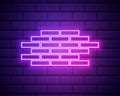 Glowing neon line Firewall, security wall icon isolated on brick wall background. Vector Illustration. Royalty Free Stock Photo