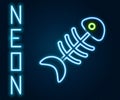 Glowing neon line Fish skeleton icon isolated on black background. Fish bone sign. Colorful outline concept. Vector Royalty Free Stock Photo