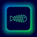 Glowing neon line Fish skeleton icon isolated on black background. Fish bone sign. Colorful outline concept. Vector Royalty Free Stock Photo