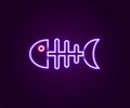 Glowing neon line Fish skeleton icon isolated on black background. Fish bone sign. Colorful outline concept. Vector Royalty Free Stock Photo