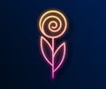 Glowing neon line Flower icon isolated on black background. 8 March. International Happy Women Day. Vector Royalty Free Stock Photo