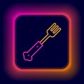 Glowing neon line Fork icon isolated on black background. Cutlery symbol. Colorful outline concept. Vector
