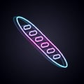 Glowing neon line French baguette bread icon isolated on black background. Vector