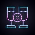 Glowing neon line Friends drinking alcohol icon isolated on black background. Vector