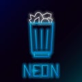 Glowing neon line Full trash can icon isolated on black background. Garbage bin sign. Recycle basket icon. Office trash Royalty Free Stock Photo