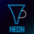 Glowing neon line Funnel or filter icon isolated on black background. Colorful outline concept. Vector