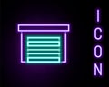 Glowing neon line Garage icon isolated on black background. Colorful outline concept. Vector