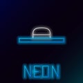 Glowing neon line Gardener, farmer or agricultural worker hat icon isolated on black background. Colorful outline