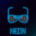 Glowing neon line Glasses for the blind and visually impaired icon isolated on black background. Colorful outline