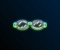 Glowing neon line Glasses for swimming icon isolated on black background. Goggles sign. Diving underwater equipment Royalty Free Stock Photo