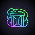 Glowing neon line Gold mine icon isolated on black background. Vector