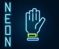 Glowing neon line Golf glove icon isolated on black background. Sport equipment. Sports uniform. Colorful outline