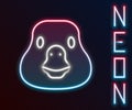 Glowing neon line Goose bird icon isolated on black background. Animal symbol. Colorful outline concept. Vector