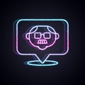 Glowing neon line Grandfather icon isolated on black background. Vector