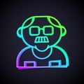Glowing neon line Grandfather icon isolated on black background. Vector