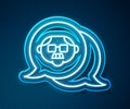 Glowing neon line Grandfather icon isolated on blue background. Vector
