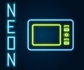 Glowing neon line Graphic tablet icon isolated on black background. Colorful outline concept. Vector Illustration Royalty Free Stock Photo