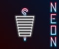 Glowing neon line Grilled shish kebab on skewer stick icon isolated on black background. Meat kebab on skewer stick Royalty Free Stock Photo