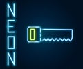 Glowing neon line Hand saw icon isolated on black background. Colorful outline concept. Vector Illustration Royalty Free Stock Photo