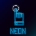 Glowing neon line Hand touch and tap gesture icon isolated on black background. Click here, finger, touch, pointer Royalty Free Stock Photo