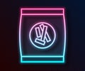 Glowing neon line Hard bread chucks crackers icon isolated on black background. Vector Illustration