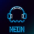 Glowing neon line Headphones icon isolated on black background. Support customer service, hotline, call center, faq Royalty Free Stock Photo