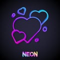 Glowing neon line Heart icon isolated on black background. Romantic symbol linked, join, passion and wedding. Happy