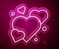 Glowing neon line Heart icon isolated on red background. Romantic symbol linked, join, passion and wedding. Happy