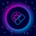 Glowing neon line Herbal ecstasy tablets icon isolated on black background. Colorful outline concept. Vector