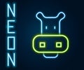 Glowing neon line Hippo or Hippopotamus icon isolated on black background. Animal symbol. Colorful outline concept