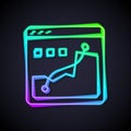 Glowing neon line Histogram graph photography icon isolated on black background. Vector