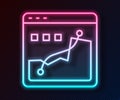 Glowing neon line Histogram graph photography icon isolated on black background. Vector Royalty Free Stock Photo