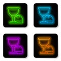 Glowing neon line Holy grail or chalice icon isolated on white background. Christian chalice. Christianity icon. Black