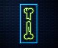 Glowing neon line Human broken bone icon isolated on brick wall background. Vector Royalty Free Stock Photo