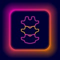Glowing neon line Human spine icon isolated on black background. Colorful outline concept. Vector