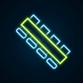 Glowing neon line Hunting cartridge belt with cartridges icon isolated on black background. Bandolier sign. Hunter Royalty Free Stock Photo