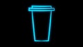 Glowing neon line Ice cream icon isolated on blue background. Sweet symbol. Vector Royalty Free Stock Photo