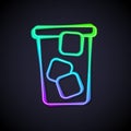 Glowing neon line Ice tea icon isolated on black background. Iced tea. Vector