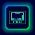 Glowing neon line Incubator for eggs icon isolated on black background. Colorful outline concept. Vector