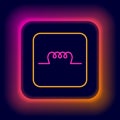 Glowing neon line Inductor in electronic circuit icon isolated on black background. Colorful outline concept. Vector