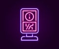 Glowing neon line Information stand icon isolated on black background. Colorful outline concept. Vector