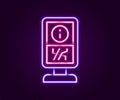 Glowing neon line Information stand icon isolated on black background. Colorful outline concept. Vector