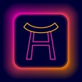 Glowing neon line Japan Gate icon isolated on black background. Torii gate sign. Japanese traditional classic gate