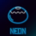 Glowing neon line Jewish sweet bakery icon isolated on black background. Hanukkah sufganiyot. Jewish easter cake