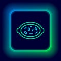 Glowing neon line Kheer in a bowl icon isolated on black background. Traditional Indian food. Colorful outline concept