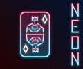 Glowing neon line King playing card with diamonds symbol icon isolated on black background. Casino gambling. Colorful