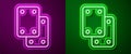 Glowing neon line Knee pads icon isolated on purple and green background. Extreme sport. Skateboarding, bicycle, roller