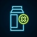 Glowing neon line Lactose intolerance icon isolated on black background. Not allow milk. Allergy concept, lactose