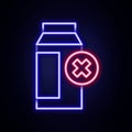 Glowing neon line Lactose intolerance icon isolated on brick wall background. Not allow milk. Allergy concept, lactose