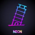 Glowing neon line Leaning tower in Pisa icon isolated on black background. Italy symbol. Vector